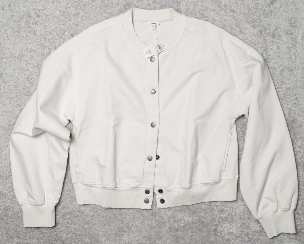 Aerie Soft Landing Cream Denim Bomber Jacket Womens Size M NWT